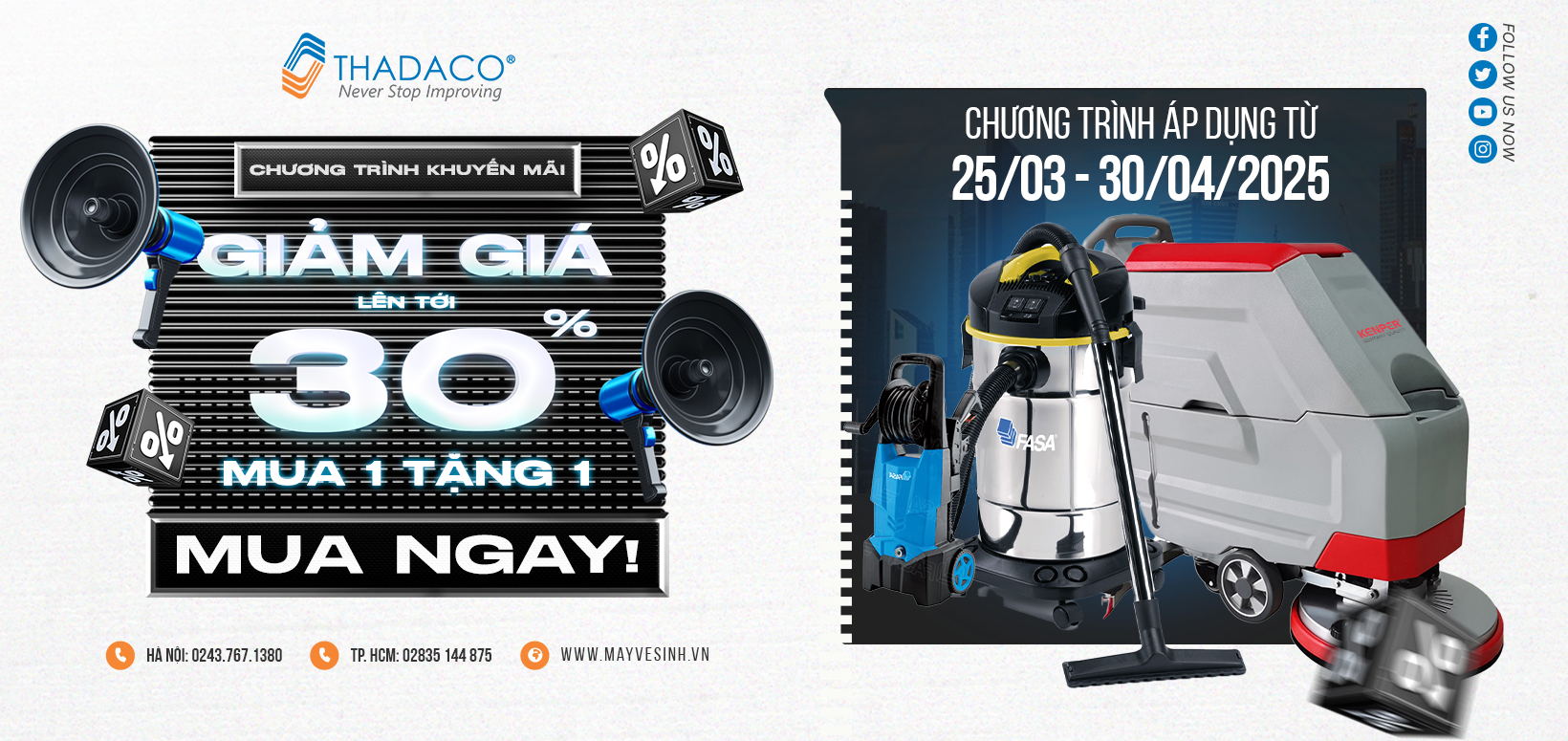 MUA 1 TẶNG 1: Siêu SALE lớn nhất năm tại Thadaco