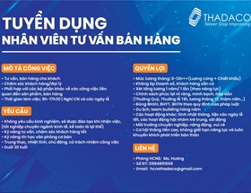 THADACO Hà Nội tuyển GẤP Nhân viên bán hàng 2024
