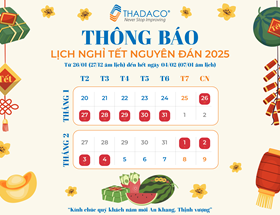 THADACO: Thông báo lịch nghỉ Tết Ất Tị 2025